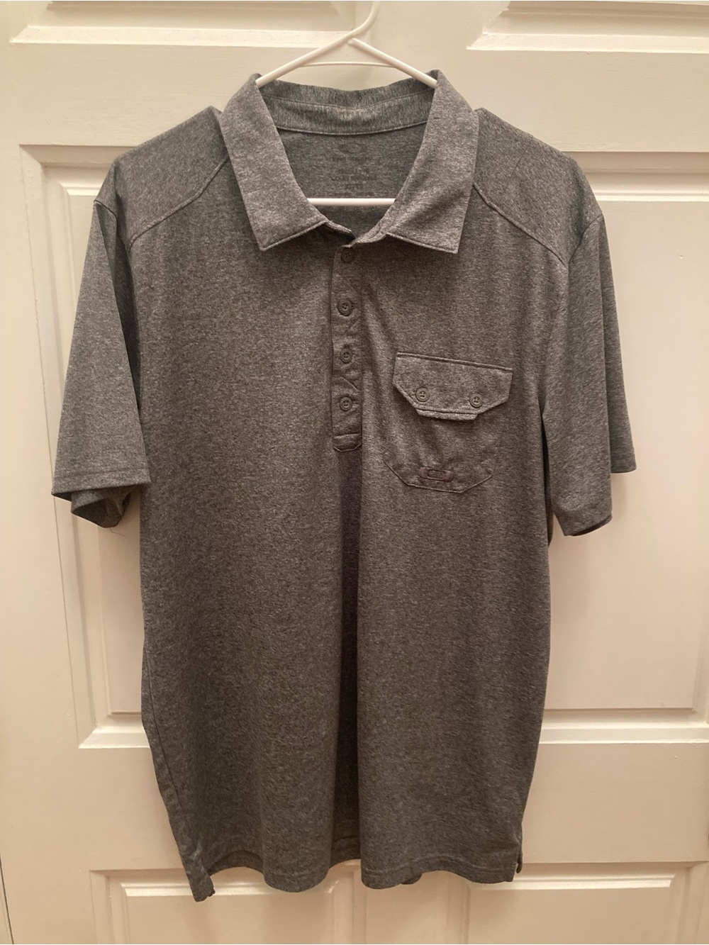 Oakley Men's Gray Short-Sleeve Polo with Chest Pocket
